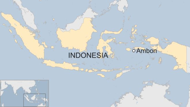 Карта BBC, показывающая расположение острова Амбон в Индонезии