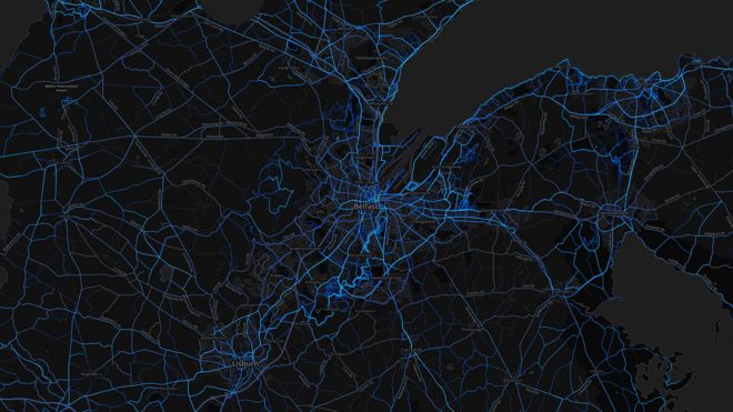 Район Белфаста - маршруты для бега (пользователи Strava 2015)