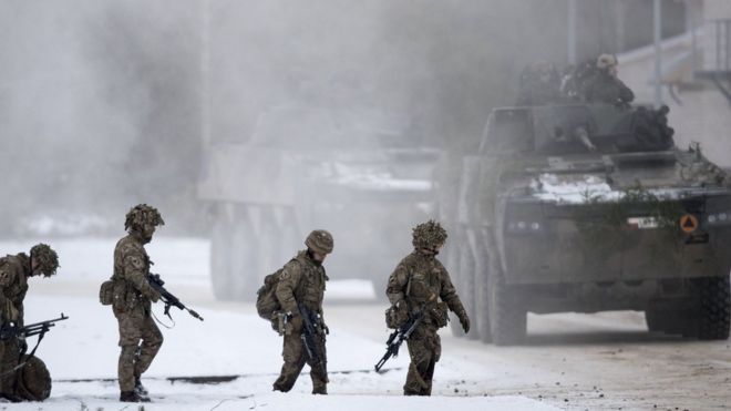 Военные учения НАТО на полигоне в Пабраде, к северу от столицы Литвы Вильнюса - 2 декабря 2016 года