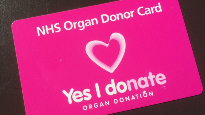 Карточка для пожертвования органов