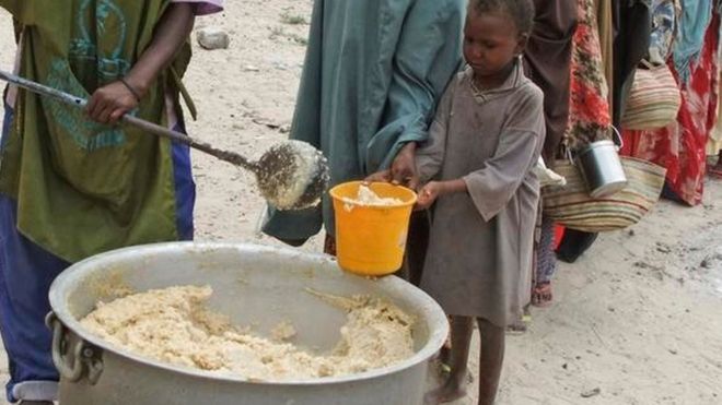 Food distribution at camp in Somalia