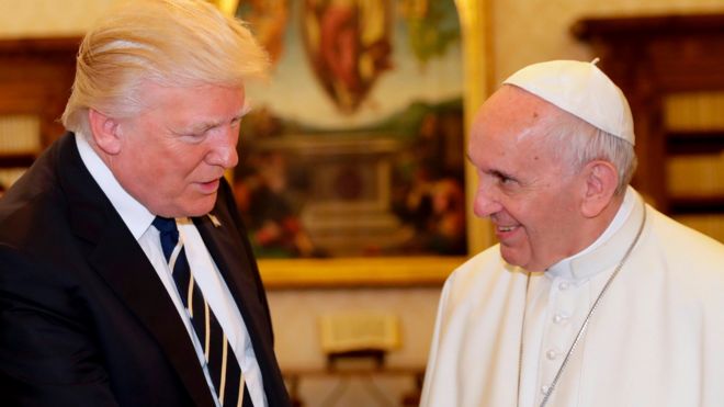 Donald Trump with Pope Francis at the Vatican