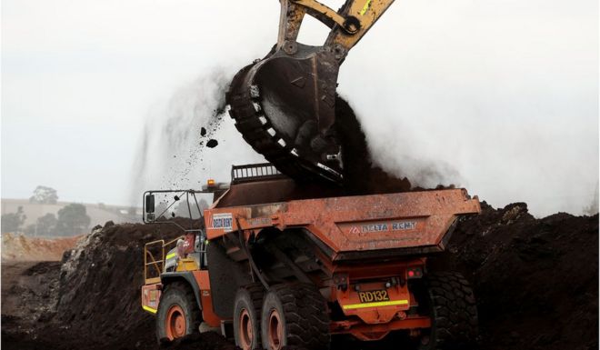 Truck being loaded with coal in Australia