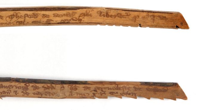 Medieval tally sticks. circa 1299
