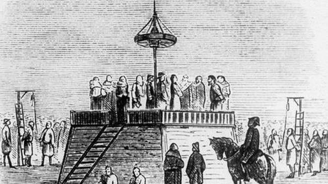 Казнь Емельяна Пугачева (рисунок очевидца события Андрея Болотова)