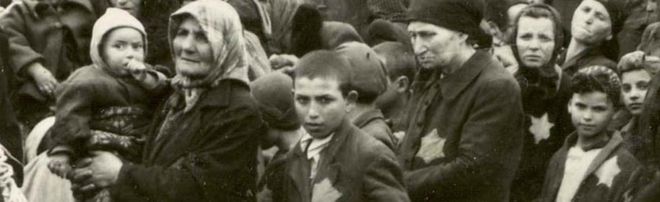 Венгерские евреи прибывают в Освенцим в 1944 году
