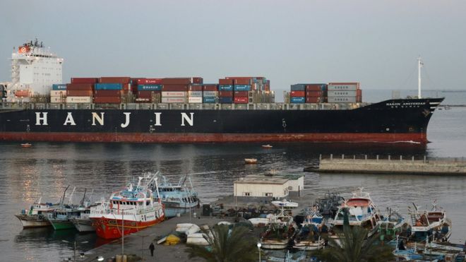 A Hanjin container ship