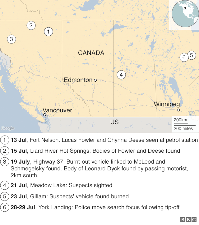 Временная карта охоты в масштабах Канады.