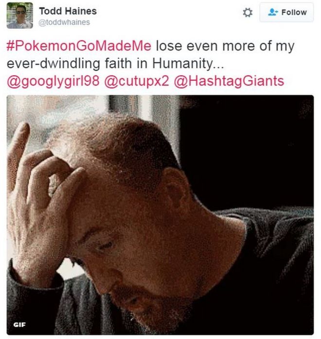 Tweet: Pokemon Go заставил меня потерять веру в человечество