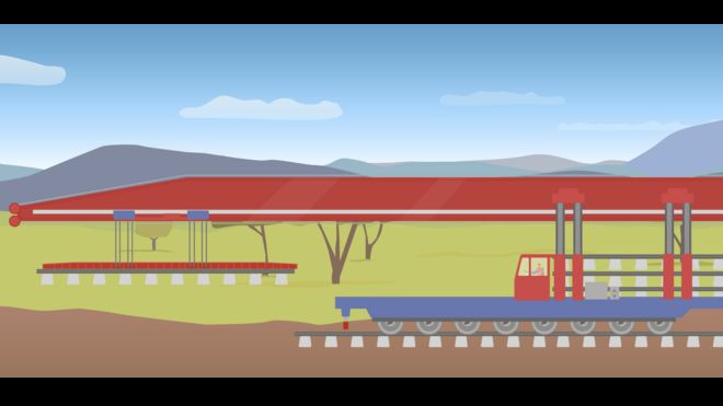 Graphic of the track-laying machine