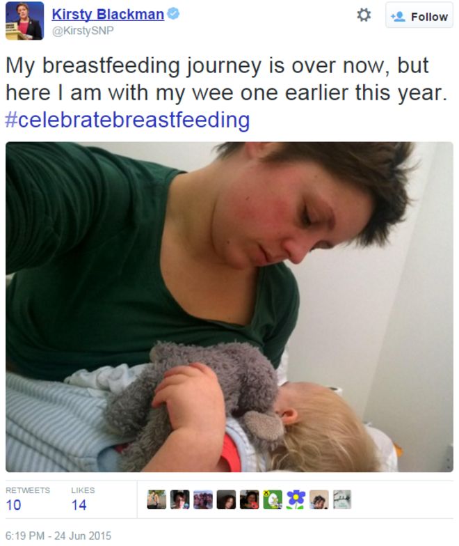 Фотография Кирсти Блэкман, кормящая грудью своего ребенка.