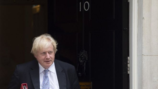 Boris Johnson outside No 10 while Foreign Secretary