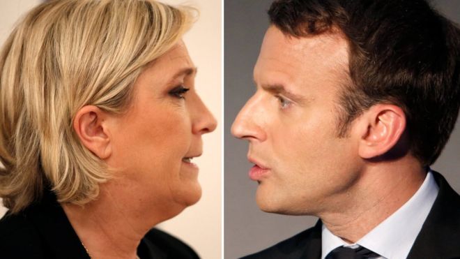 Le Pen y Macron