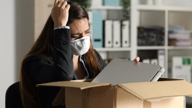 Woman packing work items