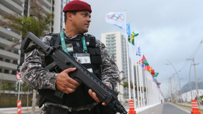 La presencia policial en Río de Janeiro aumentó considerablemente en las calles y cerca de los estadios.