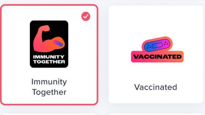 Vaccination "stickers" on Tinder
