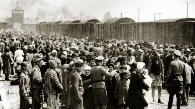 Hungarian Jews arriving at Auschwitz in June 1944