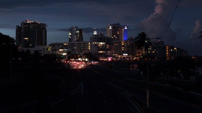 San Juan, Puerto Rico, durante el apagón del 21 de septiembre.