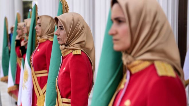 Female MEK guards at the Free Iran conference