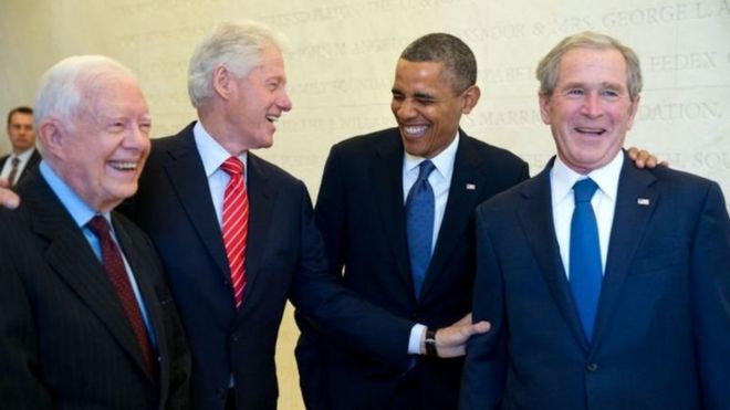 جيمي كارتر، بيل كلينتون، باراك أوباما، وجورج بوش الابن