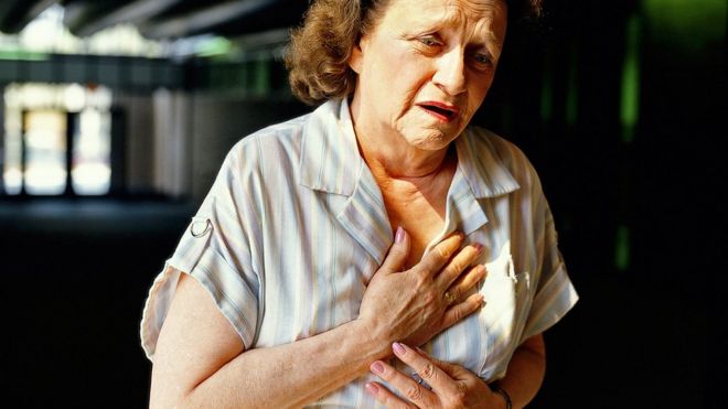 Woman with chest pain file picture