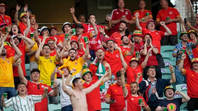 Wales fans in Baku