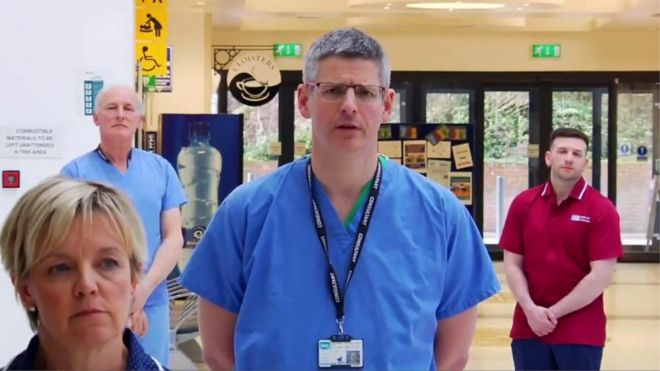 In a video by the Belfast Trust, healthcare workers here have asked people to stay at home.