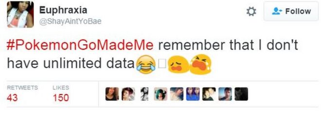Твит от Euphraxia: "#PokemonGoMadeMe помните, что у меня нет неограниченных данных" & quot;