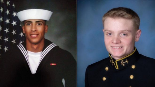 在槍擊案中喪生的其中兩名水兵：穆罕默德·薩米·海瑟姆和喬舒亞·卡勒布·沃森。