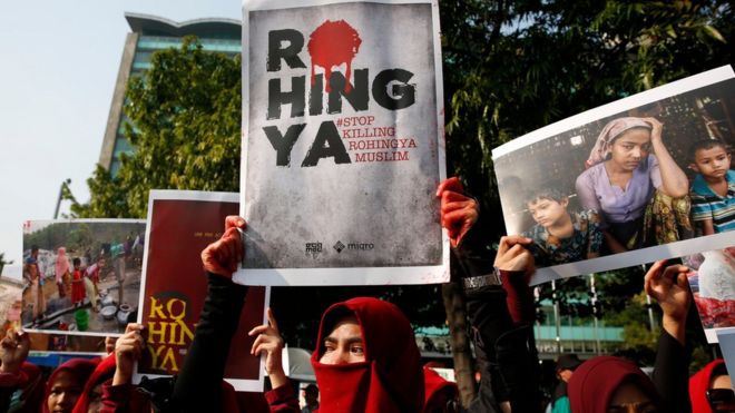 protest solidaritas Rohingya