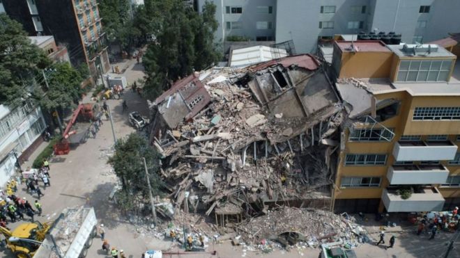 Edificio colapsado en Ciudad de México.