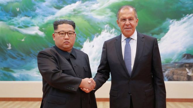Министр иностранных дел России Сергей Лавров встретился с лидером Северной Кореи Ким Чен Ыном в Пхеньяне,