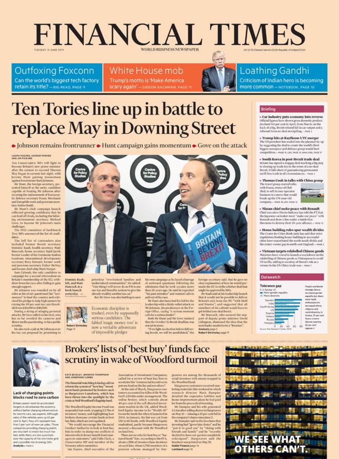 Front page of the Financial Times