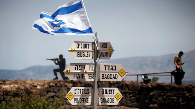 Foto do arquivo mostrando a posiÃ§Ã£o israelense nas colinas ocupadas de GolÃ£ (10 de maio de 2018)