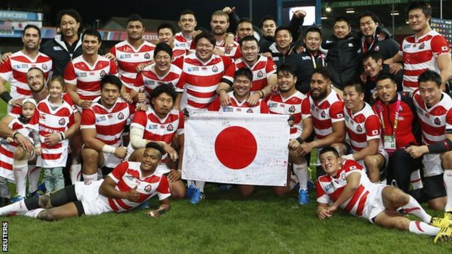 Japan celebrate victory