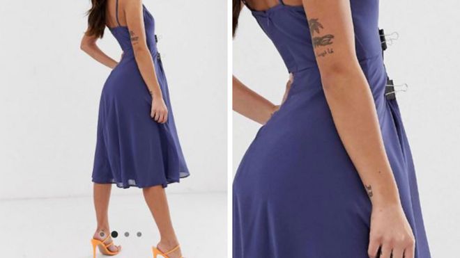 The dress that caused the controversy is modelled without the clips