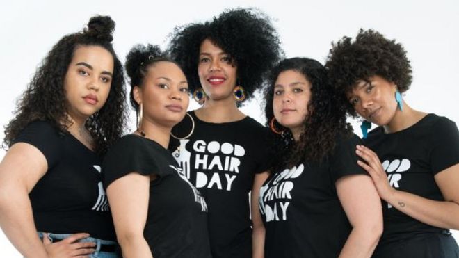 Five women with afro hair
