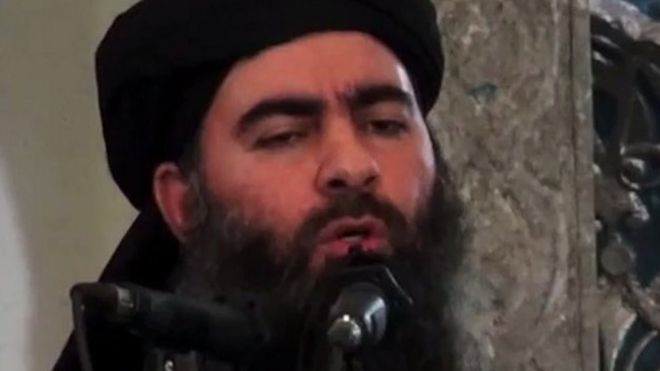 Abu Bakr al-Baghdadi. speaking in Mosul, 5 July 2014