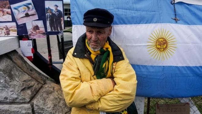 Norberto Rodriguez, uncle of missing submariner Luis Rodriguez, waits outside Argentina"s Navy base in Mar del Plata, on the Atlantic coast south of Buenos Aires, on November 10, 2017.