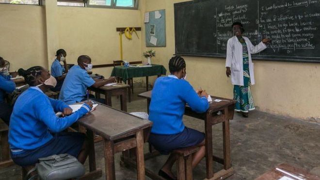 Une salle de classe au collège Jean Tabi à Yaoundé, le 1er juin 2020.