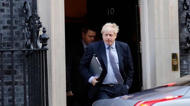 Boris Johnson leaves 10 Downing Street on Saturday 19 October