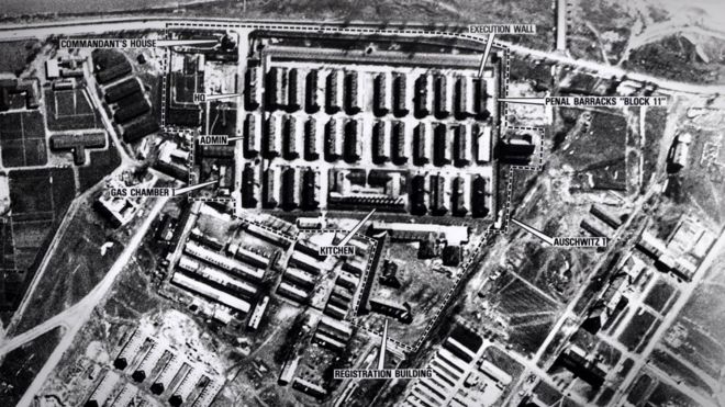 Вид с воздуха на Освенцим во Второй мировой войне