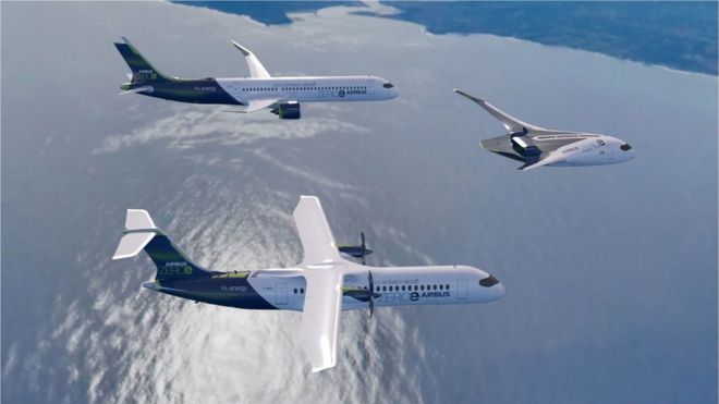 Airbus's three ZEROe concept planes
