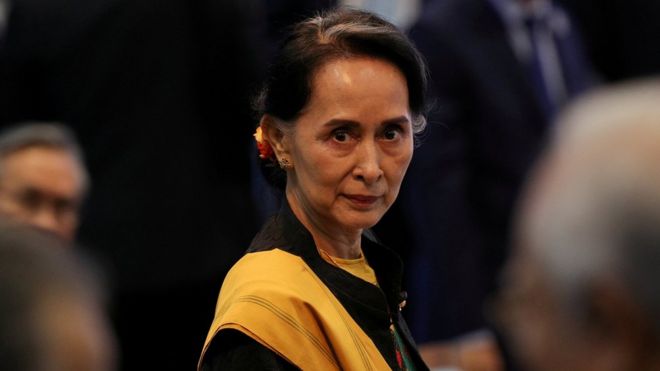 Myanmar State Counsellor Aung San Suu Kyi attends the opening session of the 31st ASEAN Summit in Manila, Philippines, November 13, 2017