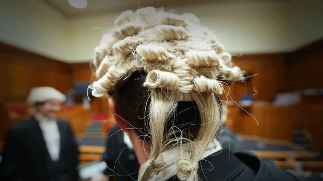 Back of a barrister's head