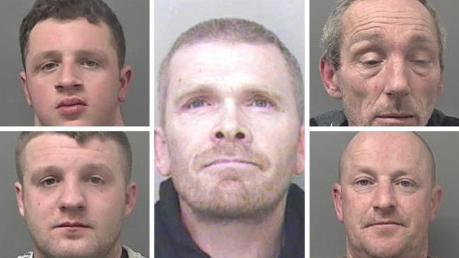 Composite mug shots of convicted badger baiting gang
