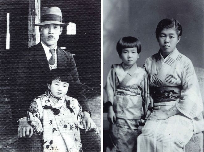 麗子的父親（左），和她的大姐姐。