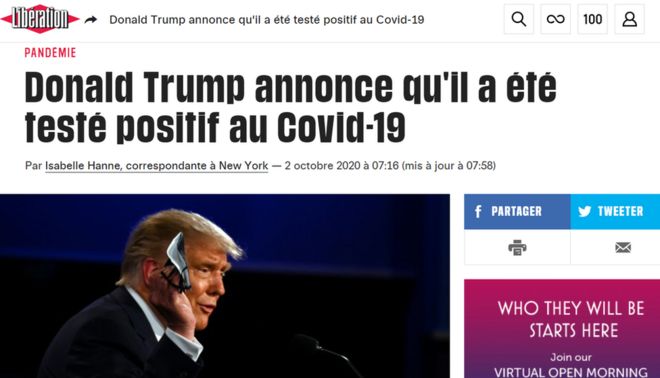 Снимок экрана со статьей на французском новостном сайте Liberation
