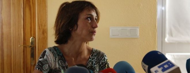 Хуана Ривас проводит пресс-конференцию в июле 2017 года