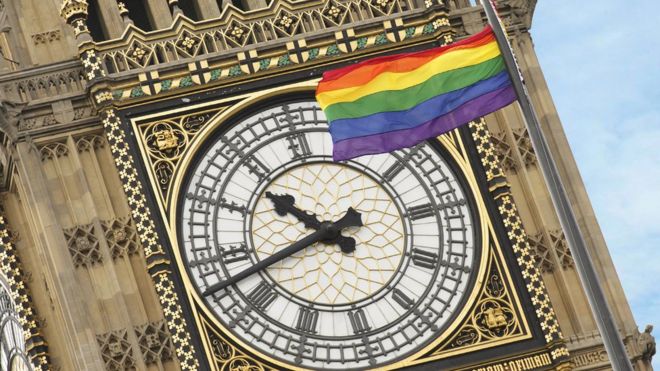 Rainbow flag at Parliament